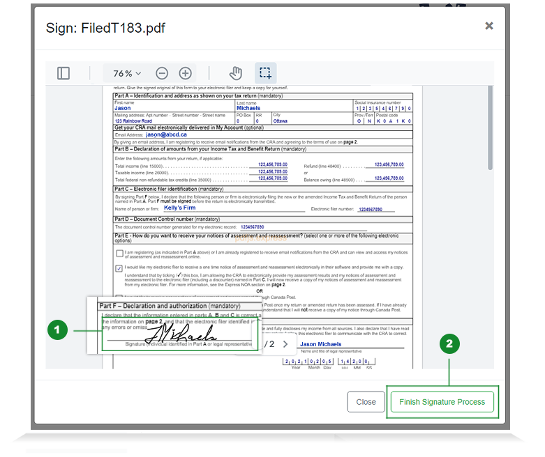 Finish e-Signature Process